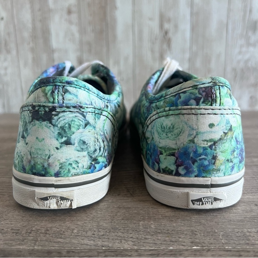 Vans Women's Floral Sneakers - Green and Blue Size 6.5 - Picture 4 of 6